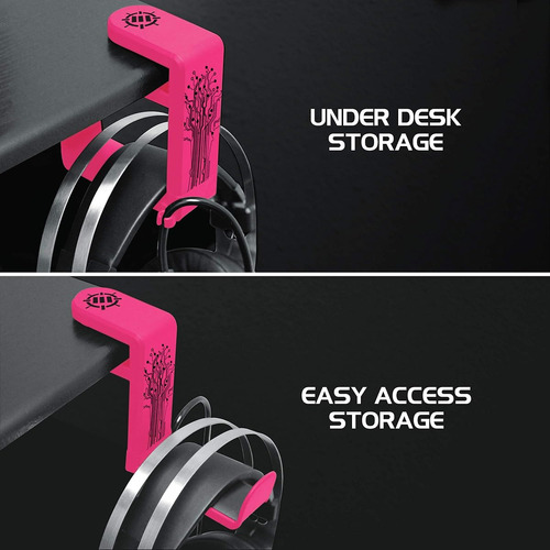 Soporte Para Auriculares Giratorio Con Clip Ajustable Rosa