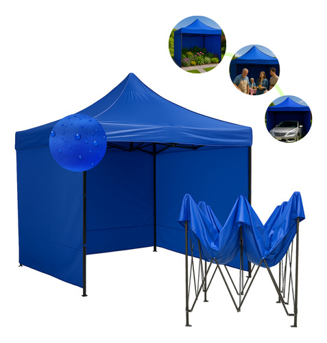 Carpa Toldo 3x3 Medida Con Paredes Plegable Color Azul