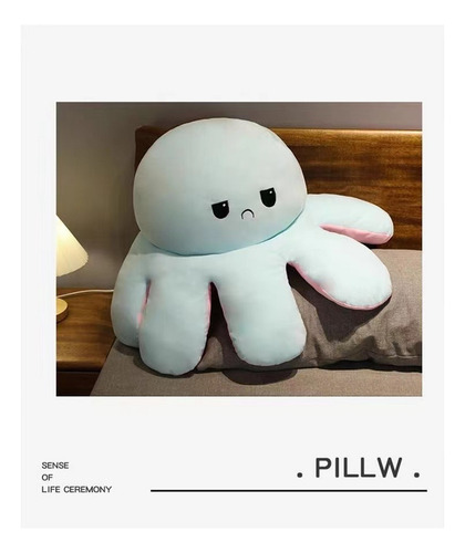 Zn Gran Peluche Pulpo Reversible Con Colores Intercambiables