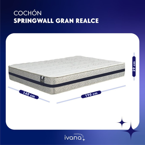 Imagen 2 de 10 de Colchon Springwall Gran Realce 140 X 190 X 29 Resortes