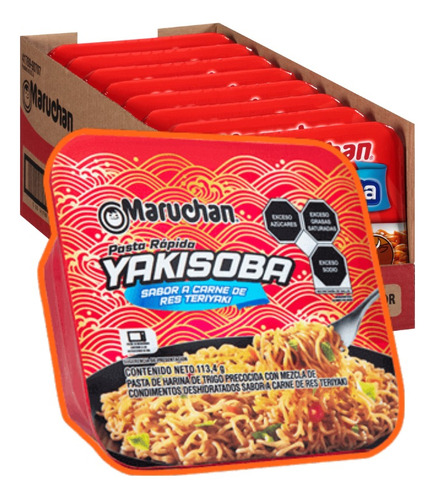 Sopa Instantánea Maruchan Yakisoba Carne De Res Teriyaki X8