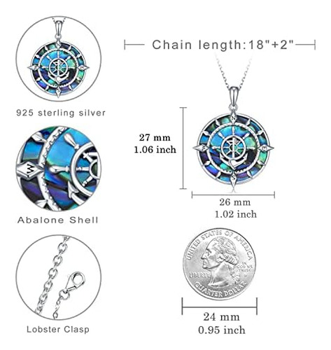 Peireara Collar De Brújula Náutica Para Mujer De Plata De De
