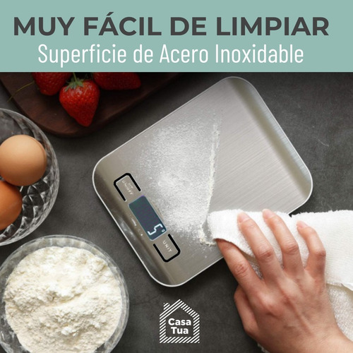 Imagen 5 de 7 de Balanza Pesa Digital Cocina Gramera Acero Inoxidable 5 Kilos