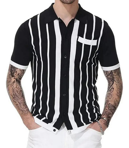 Camisa De Punto Para Hombre, Camisa De Manga Corta, Casual,