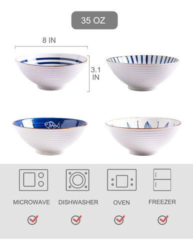 Tazones De Porcelana Juego De 4, Ensaladera De Cerámica, Taz