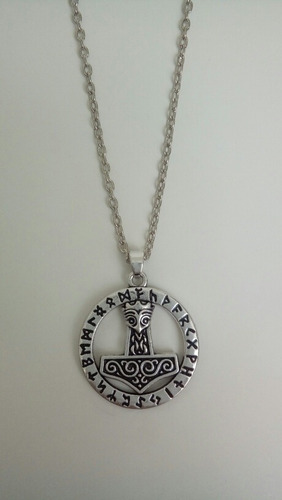 Exclusivo Collar Medieval Mjolnir Runas Thor Marvel Comics