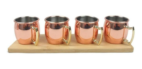 Set 4 Mini Mugs Cobre + Bandeja
