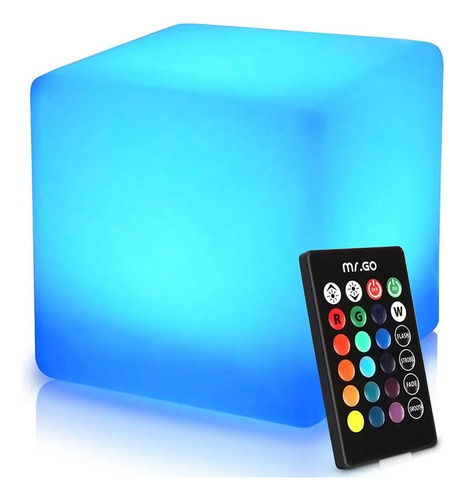 Mr Go - Taburete De Cubo De Luz Led Recargable De 16 Pu...