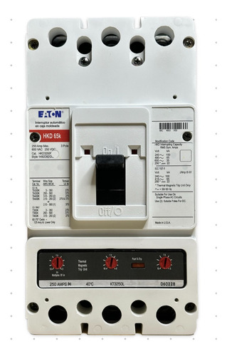 Eaton Hkd3250f 3 Polos 250 Amp. 600 Vol.