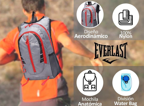 Imagen 3 de 10 de Mochila Everlast Original Trekking Running Deporte Bicicleta