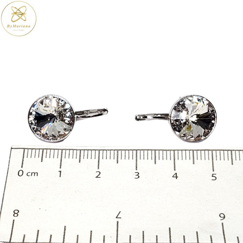 Aros Cristal Swa Plateado Bella Rivoli 13 Mm Brisura
