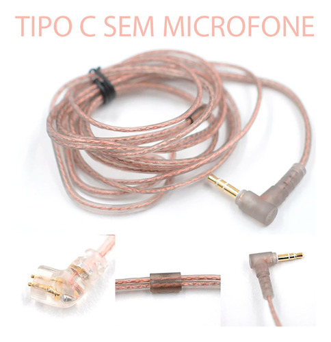 Cabo De Reposição P/ Fones Kz/qkz Sem Microfone Tipo C