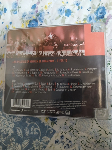 Las Pelotas, Vivo. Cd + Dvd. Impecable! (Usado)