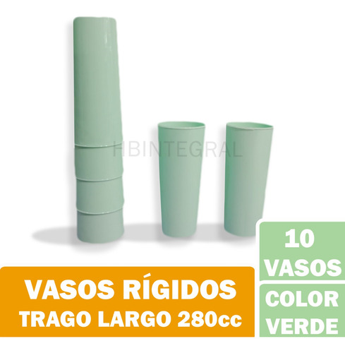 Vaso Trago Largo Rigido Colores Pastel 280cc Hermosos! X10u