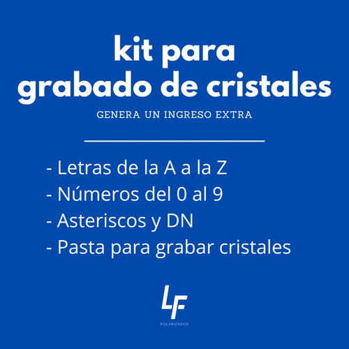 Kit Grabado De Cristales Varios Autos - Letras/nros/dn/pasta