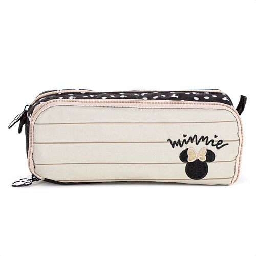 Estojo Duplo Xeryus Minnie Classic Preto e Bege Juvenil
