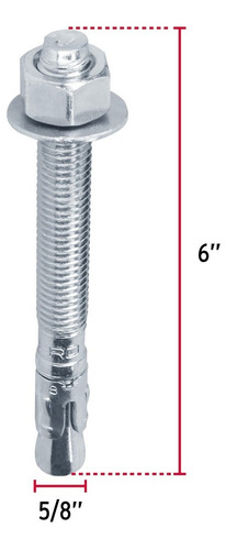Caja C/25 Taquetes Arpon De 5/8x6 Fiero C/tuerca Y Arandela