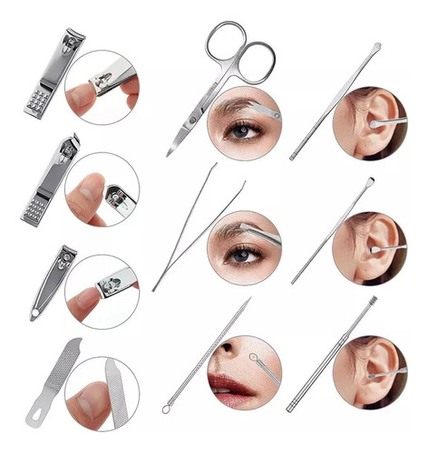 Set Manicure Pedicure 16 En 1 Acero Inoxidable Kit 16 Piezas