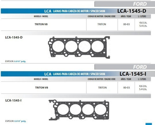 Junta Empaque Cabeza Ford Triton V8 00-03 4.6l/5.4l Izq/dere