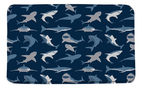 Gctnbjl Tapete Baño Diseño Tiburon Azul Marino Para Abrir X