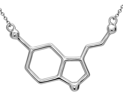 Collar De Molécula De Serotonina En Plata De Ley 925