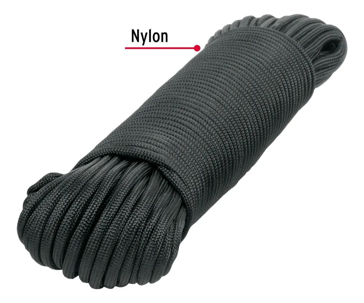 Piola De Nylon Paracord De 4mm X 30 M, Negro, Fiero PIO-430NN 49704 Color Negro
