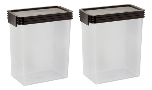 Imagen 2 de 7 de Set 2 Contenedor Hermético Táper Organizador Plástico 2400cc