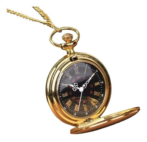 Reloj De Bolsillo Elegante Dorado Liso En Caja Para Regalo