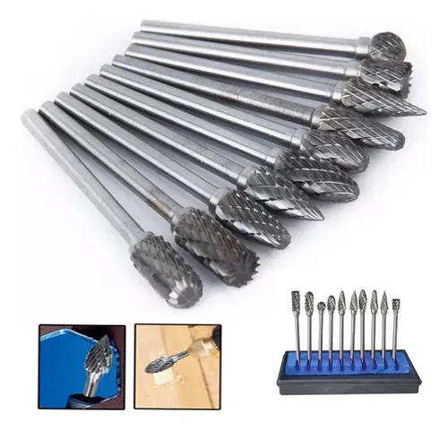 Kit Jogo 10 Fresas Lima Rotativa Metal Duro !