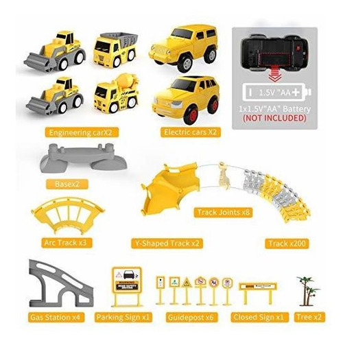 Pista De Carreras De Construcción Con 2 Autos Para Niños