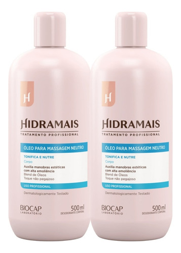  Kit 2x Óleo P/ Massagem Neutro Hidramais 500ml Não Pegajoso