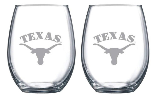 Vasos De Vino O Bebidas Logo Satinado De Texas Grabado ...