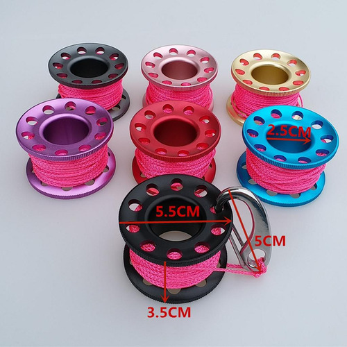 Carrete De Buceo De Aluminio Con 10m Bobina De Rosado
