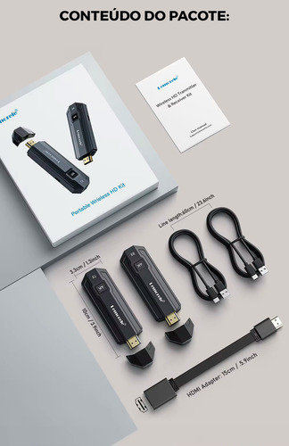 Transmissor 4k Hdmi Sem Fio Com Receptor Sem Cabo Lemorele