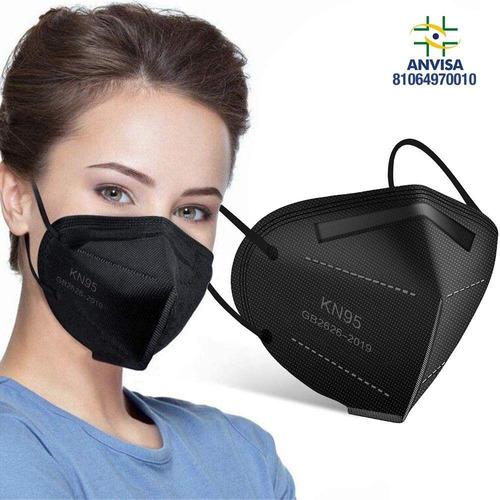Kit 10 Máscaras N95 Proteção Respiratória Pff2 - 5 Camadas Cor Preto