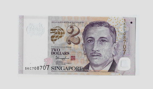 Fk Billete Singapur 2 Dolares 2015 P46g N D Polimero Capicua