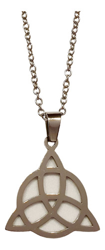 Dije Amuleto Triqueta Celta Y Cadena De Acero Quirúrgico Color Plateado