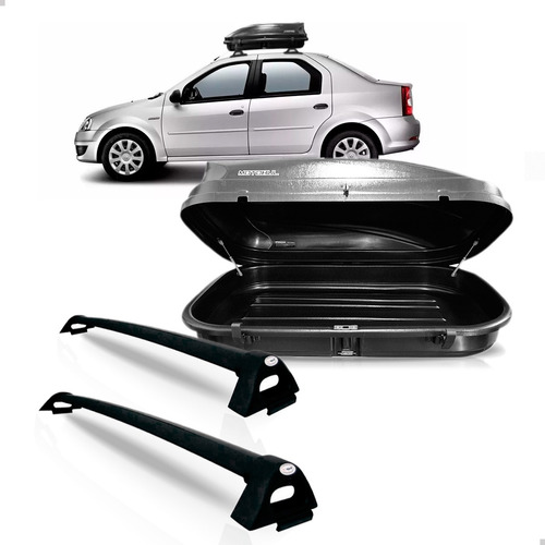 Kit Rack Bagageiro Logan 2007 A 2013 Preto C/ Maleiro 510 L