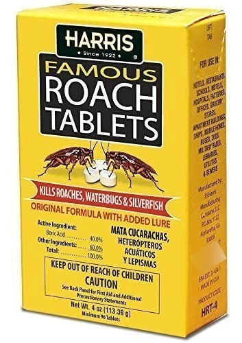 Famosas Tabletas Harris Para Cucarachas Chiripas Caja 4 Oz.