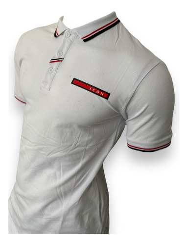 Playera Moderna Hombre Cuello Polo Franja Icon Slim Premium