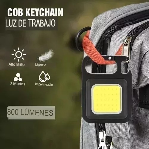 Linterna Led Cob Llavero Gancho Portátil Recargable Potente