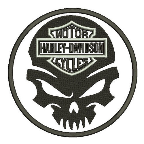 Harley Davidson Calavera Negra Parche Bordado 