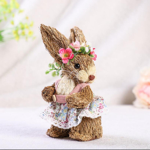 Conejo De Paja De Pascua Artificial Artesanías Hechas A D