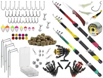 Comprar 3 Varas Telescópicas De 1,70m + 3 Molinetes + Estojo + Acess
