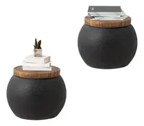 Comprar Juego De 2 Mesas Auxiliares De Concreto Hol-h9001013 Hompus