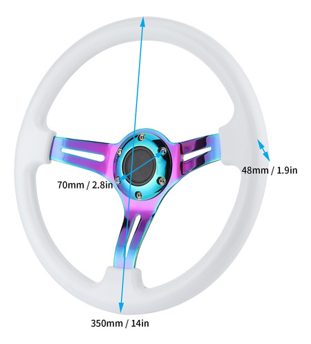 Volante De 350 Mm, 14 Pulgadas Y 6 Hoyos Racing Colorful Spo