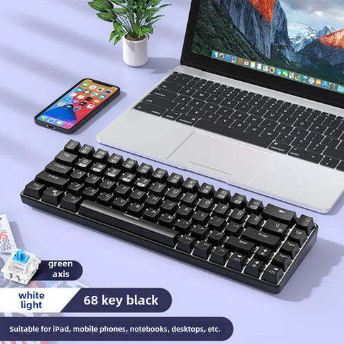 Teclado Mecânico De Eixo Verde Branco Branco E Verde De 68 T