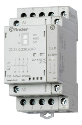 Mini Contactor 25a 4na 230vac/dc 50hz C/led Finder