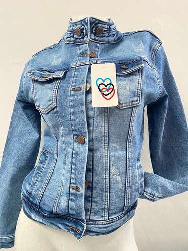 Espectacular Chaqueta Piloto Dama En Jean Excelente Calidad