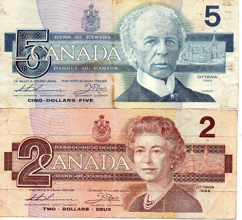 Dolares Canada 1986 Billetes Coleccion X2